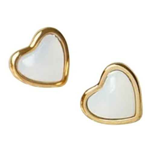 Oferta! Aros Corazón Piedra Blanca Oro 18kt - Niña, Mujer