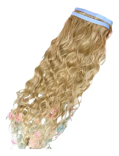 Cabelo Humano Loiro Claro Fita Adesiva 50g 70cm Mega Hair