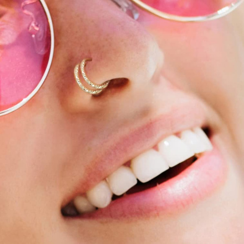 Aro Falso Doble De Plata Sin Necesidad De Piercing Aro...