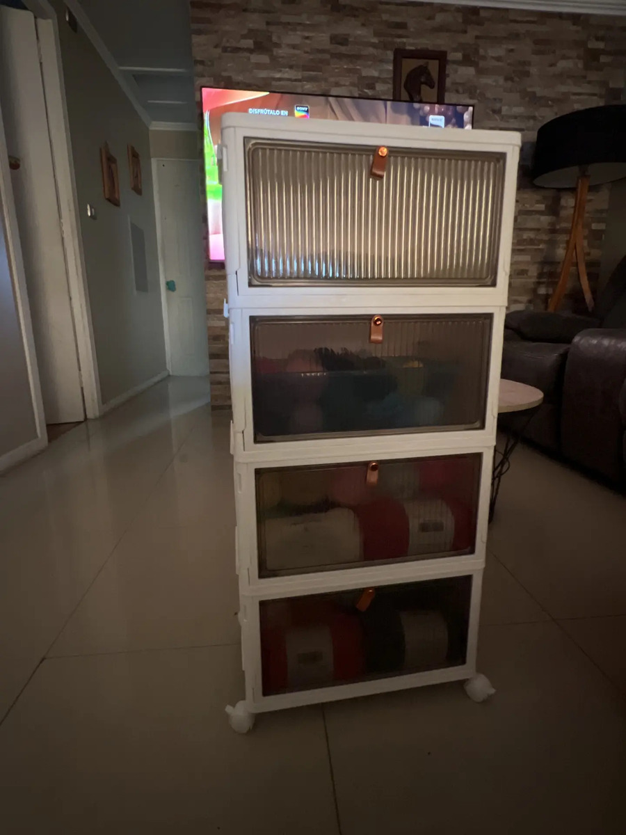 Foto real de Organizador De Zapatos Apilable Con Puerta En 4 Niveles