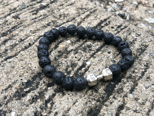 Pulseira De Pedra Vulcânica Presente Com Halter Masculina