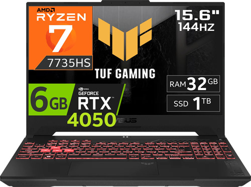 Asus Tuf A15 Ryzen 7-7735hs 32gb Ddr5 1tb Ssd Rtx4050 15.6'