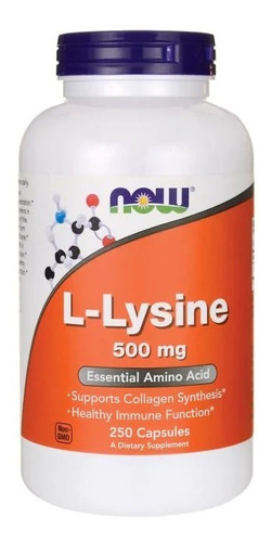 L Lysine Lisina 500 Mg 250 Caps Recuperacion Sistema Inmune 