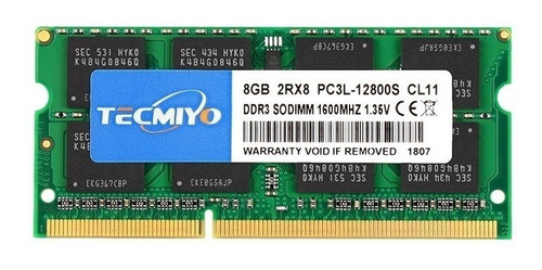 Memoria RAM gamer color verde  8GB 1 Tecmiyo 8GBPC3L12800S-G0