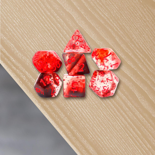 7 Piezas De Dados Poliédricos D6 D4 D8 D10 D12 D20 Rojo
