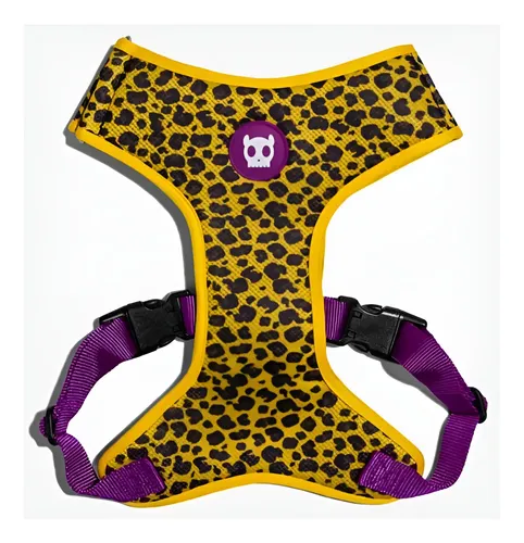 Peitoral Zee.Dog para Cães Honey Air Mesh Roxo e Oncinha Tamanho G