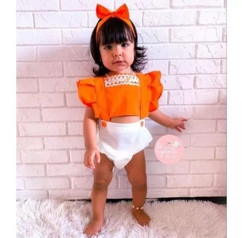 Vestido Luxo Moana Baby Laranja