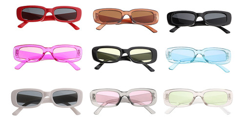 Gafas De Sol Rectangulares De 9 Piezas, Elegantes Gafas Para