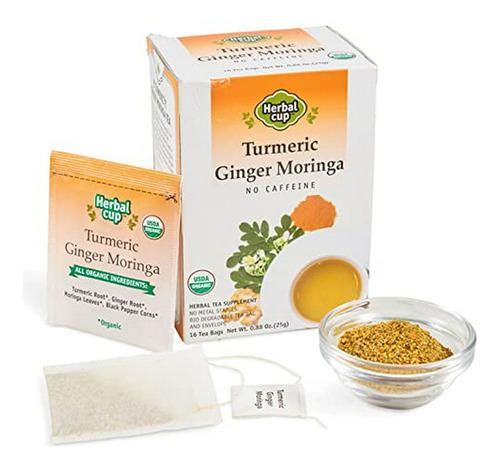 Té Ayurvédico Herbal Cup, Cúrcuma, Jengibre Y Moringa Orgáni