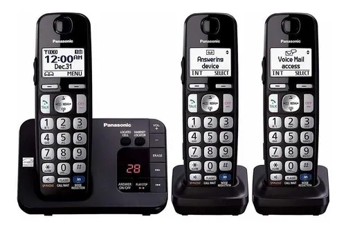 Teléfono Panasonic KX-TGE233B inalámbrico - color negro