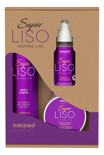 Kit Shampoo Máscara Capilar Finalizador Super Liso Macpaul