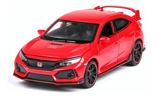 Honda Civic Type R Racing Sport Miniatura De Metal Con L [u]