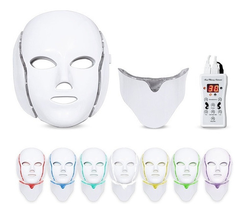 Máscara Facial Y Cuello Luz Led Para Fototerapia 7 Colores