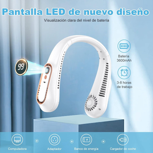 Ventilador De Cuello Portátil Led, Ventilador De Cuello