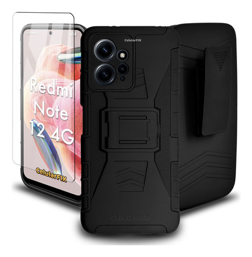 Funda Protector P/ Xiaomi Redmi Note 12 4g Rudo Cristal Color Negro