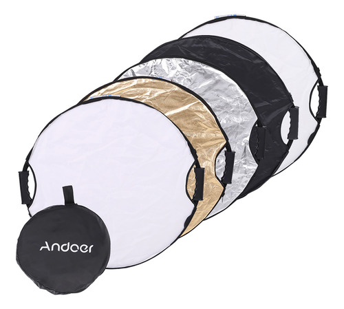 Reflector Plegable Andoer 5 En 1, 60 Cm, Circular, Luz Redon