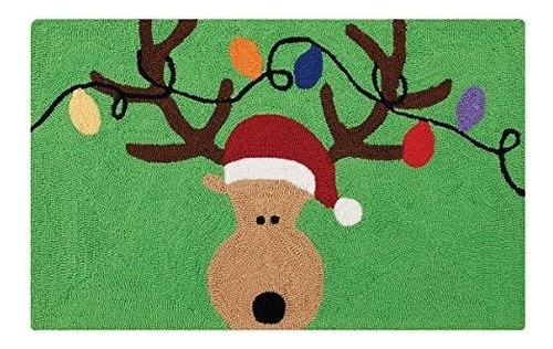 C&f Home Hooked Reindeer W /lights Alfombra Navide