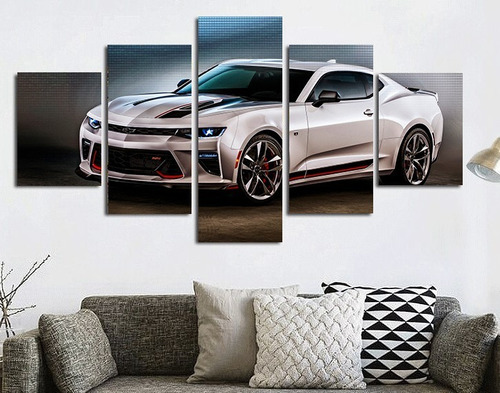 5 Cuadros Canvas Camaro Automovil Decorativo Diseño 100x56cm