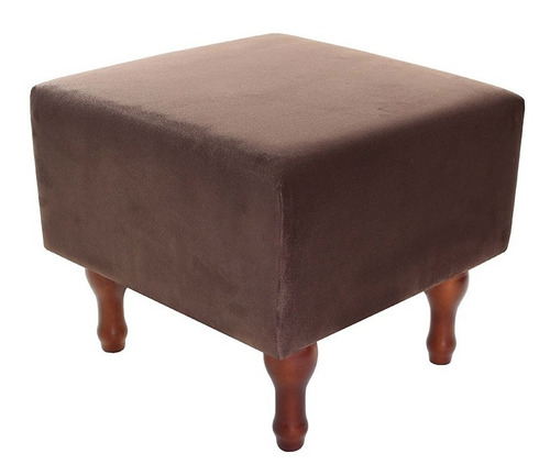 Puff Banqueta Espuma 40cm Quadrado Suede Marrom Decorativo