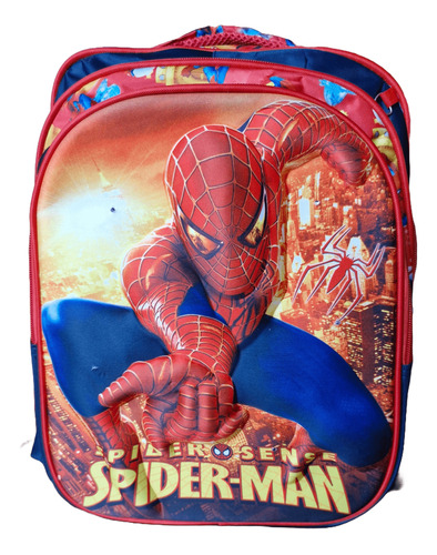 Mochila Escolar Primaria , Spider Man Color Azul Y Rojo