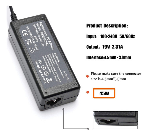 45w 19.5v 2.31a Laptop Power Supply Compatible With Hp Strea