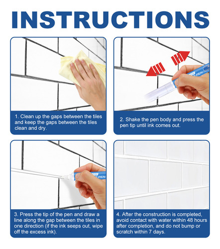 1 Bolígrafo Para Reparación De Juntas De Azulejos, 6