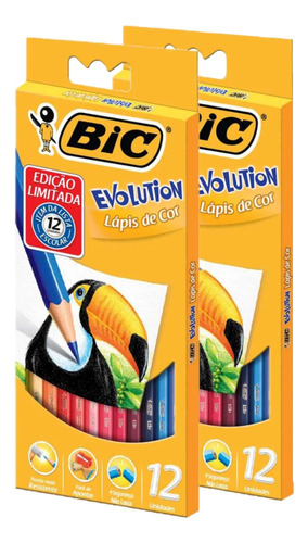 Lápis De Cor 12 Cores Bic Evolution Resistente Sextavado