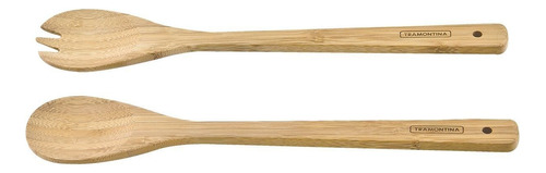 Juego de tenedor y cuchara Tramontina Utilínea de bambú natural