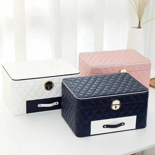 Imagen 9 de 9 de Caja Alhajero Organizador De Joyas Anillos Con Llave Y Cajon
