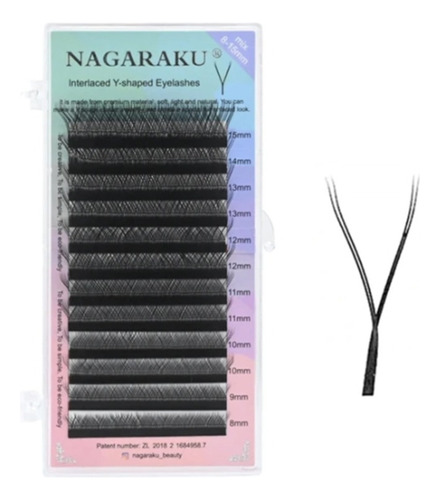 Nagaraku Extension Pestañas Tecnologicas Doble Y 0.07d Mix Color Negro Espesor 0.07 Mm Largo 15 Mm Tipo De Curvatura D