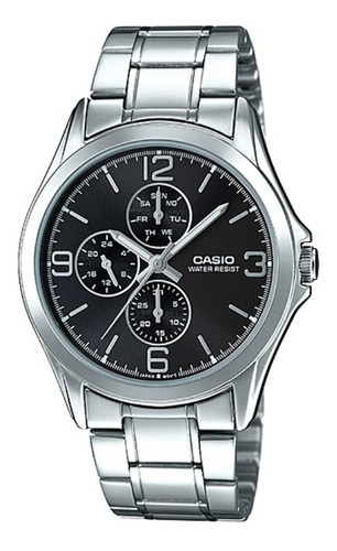 Reloj Casio Steel - MTP-V301D-1audf Color de correa plateado Color del bisel plateado Color de fondo negro