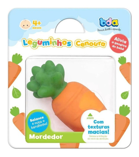 Leguminhos Cenoura Mordedor Chocalho Sortido Toyster 2696