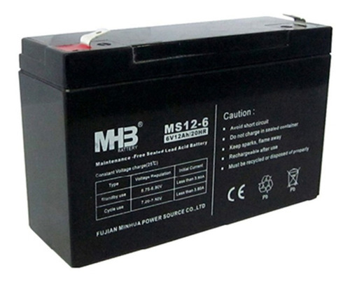 Bateria Recargable 6v/12ah Mhb Ms 12-6