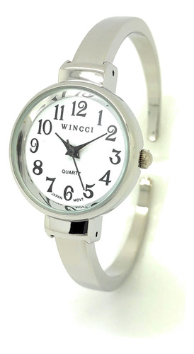 Wincci Reloj De Moda Con Brazalete De Metal Delgado Con Núme