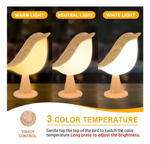 New. Lámpara Noche Bird Light 3 Temperaturas Color Sensor