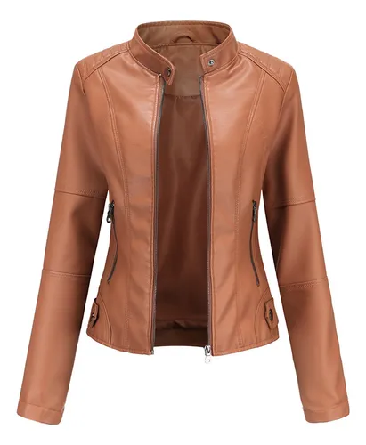Chamarra roja de piel mujer clearance