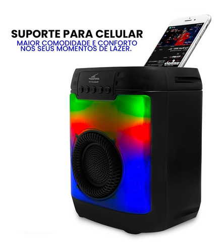 Caixa De Som Caixinha Bluetooth Potente Portátil Mp3 Aux Sd Cor Preto Grasep