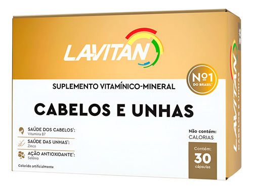 Lavitan Vitamina Cabelos E Unhas Com 60 Cápsulas Sem Sabor