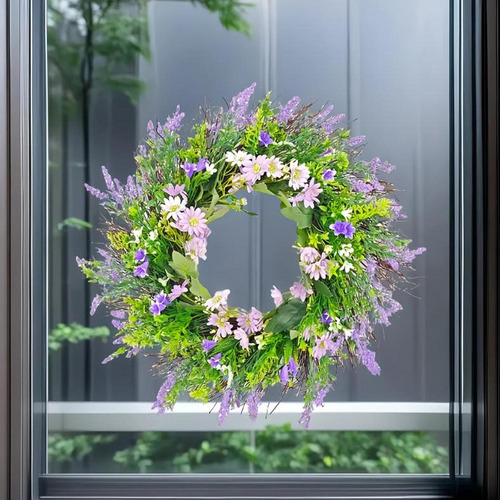 W Corona De Flores Bienvenido Forma 17.72 Pulgadas Señal
