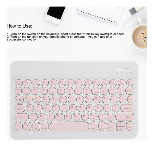 Teclado Bluetooth De 10 Pulgadas Rosa