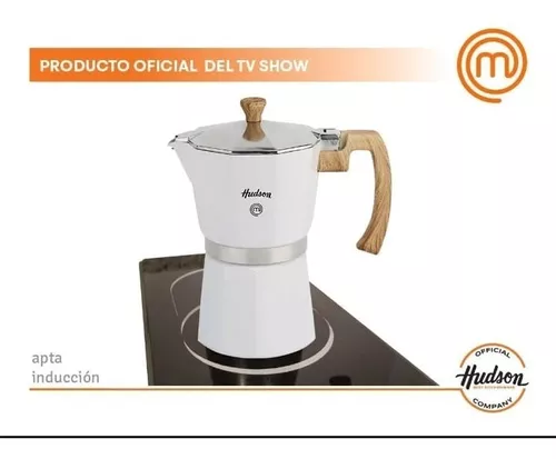 Cafetera Italiana Blanca Hudson Inducción 6 Pocillos