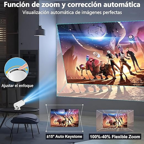 Mini Proyector Hy300 Gearelec Profesional 1080p 4k Wifi 10000lm Color Blanco 127v Portátil Smart Tv