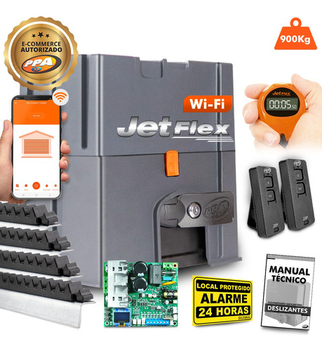 Kit Motor Portão Ppa Dz Cond Jetflex Wifi 4m Crem 900kg