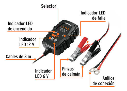 Cargador / Mantenedor De 1 A Para Baterías De 6/12v, Truper