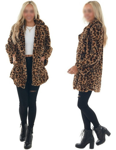 A) Abrigo Sintético De Leopardo De Invierno Para Mujer