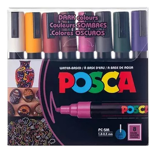 Rotuladores Posca Plumones, 8 Colores, 5 M, Pc