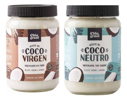 Pack. 2un. - Aceite Coco Organico 660ml Virgen / Neutro