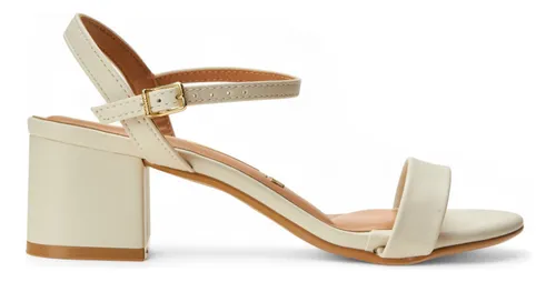 Sandália Feminina Pelica Salto Bloco Branco Vizzano