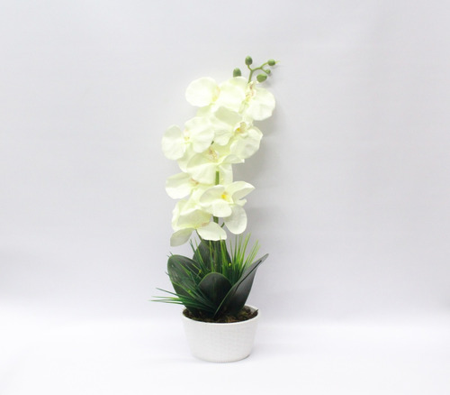 Arranjo Orquídea Artificiais 55cm Branca Seda Sintética 01 | Parcelamento  sem juros