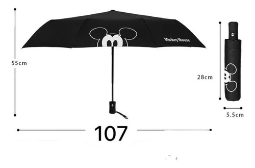 Paraguas Sombrilla Mickey Automatico Funda Uv Impermeable Gris Liso